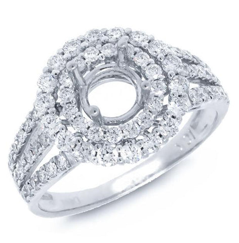 0.97 Ctw 18k White Gold Diamond Semi-mount Ring