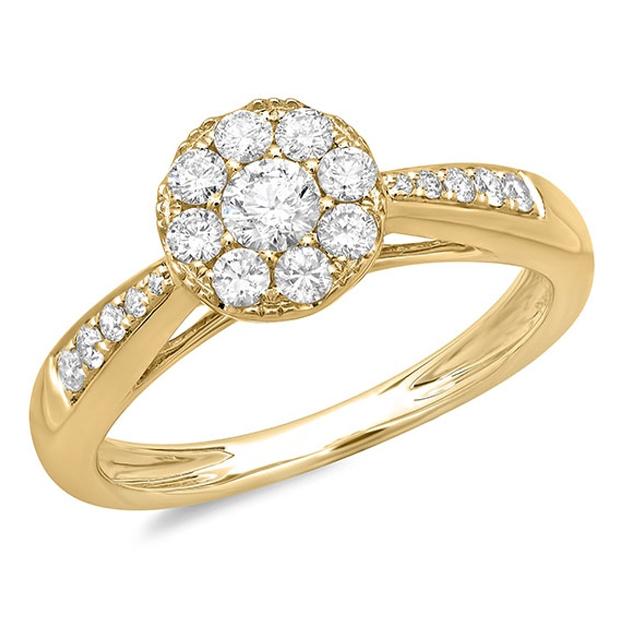 0.58 Ctw 14k Yellow Gold Diamond Womens Ring