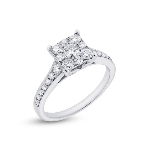 0.83 Ctw 14k White Gold Diamond Womens Ring