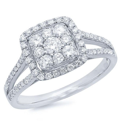 0.73 Ctw 14k White Gold Diamond Womens Ring