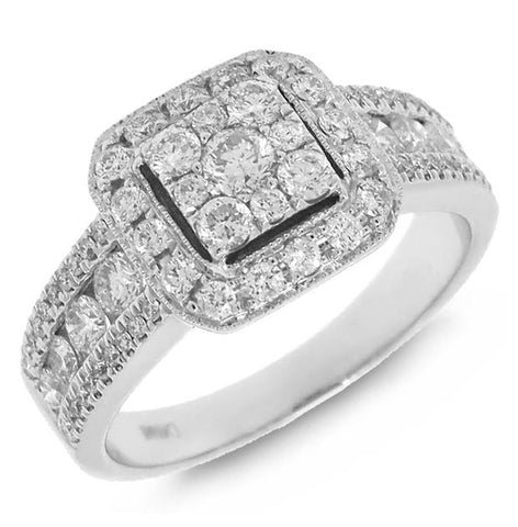 0.94 Ctw 14k White Gold Diamond Womens Ring