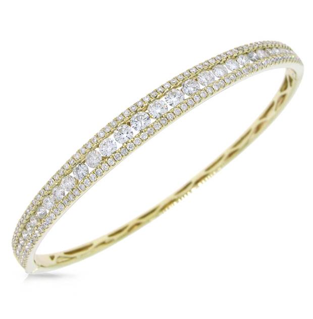 3.15 Ctw 14k Yellow Gold Diamond Bangle Bracelet