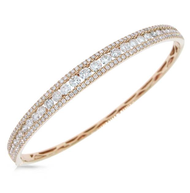 3.15 Ctw 14k Rose Gold Diamond Bangle Bracelet