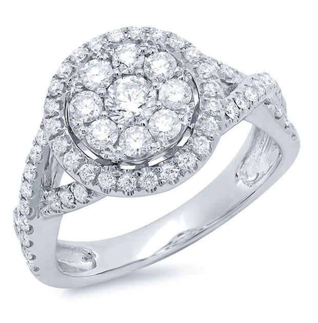 1.06 Ctw 14k White Gold Diamond Womens Ring