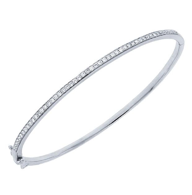 0.59 Ctw 14k White Gold Diamond Bangle Bracelet