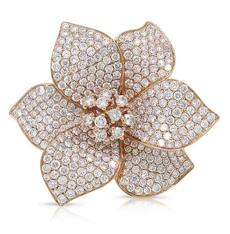 2.89 Ctw 14k Rose Gold Diamond Pave Flower Ring