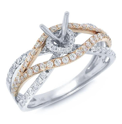 0.68 Ctw 14k Two-tone Rose Gold Diamond Semi-mount Ring