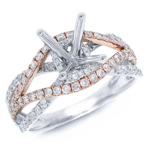 0.68 Ctw 14k Two-tone Rose Gold Diamond Semi-mount Ring