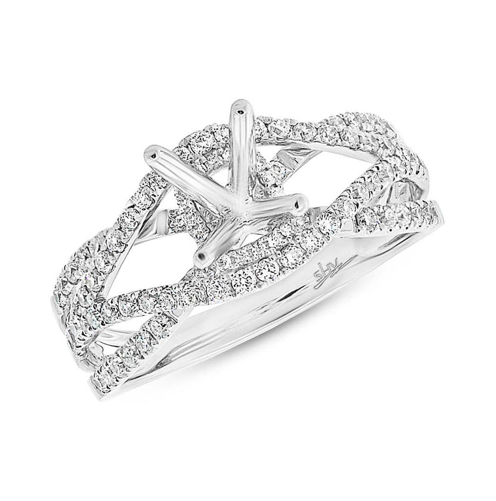 0.68 Ctw 14k White Gold Diamond Semi-mount Ring For 1.00 Ctw Center