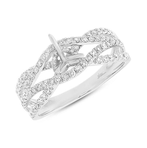 0.68 Ctw 14k White Gold Diamond Semi-mount Ring For 0.50 Ctw Center