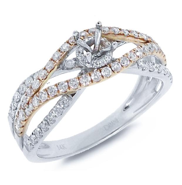0.68 Ctw 14k Two-tone Rose Gold Diamond Semi-mount Ring