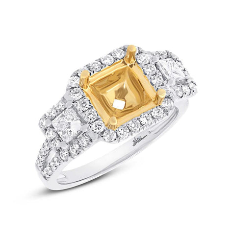 1.03 Ctw 14k Two-tone Gold Diamond Semi-mount Ring