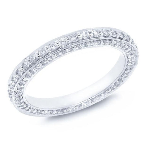 1.07 Ctw 14k White Gold Diamond Pave Eternity Band