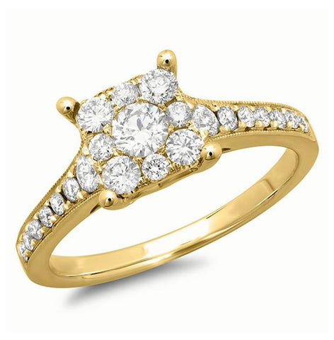 0.83 Ctw 18k Yellow Gold Diamond Womens Ring