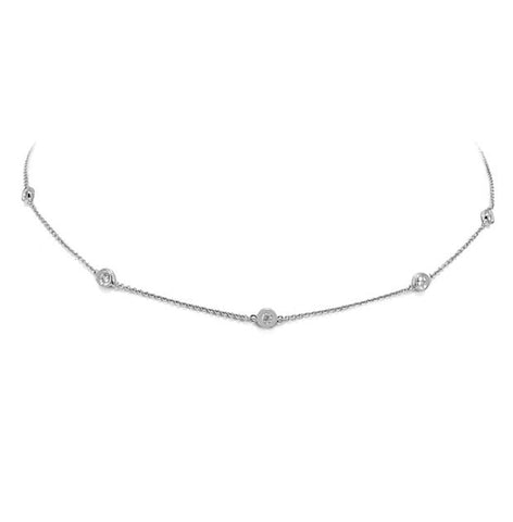 0.53 Ctw 14k White Gold 18" Diamonds By The Yard Chain