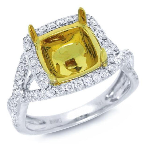 0.53 Ctw 14k Two-tone Gold Diamond Semi-mount Ring