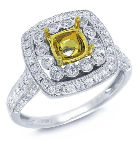 0.60 Ctw 14k Two-tone Gold Diamond Semi-mount Ring