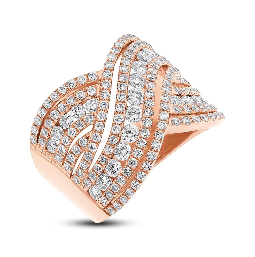 1.89 Ctw 18k Rose Gold Diamond Womens Ring