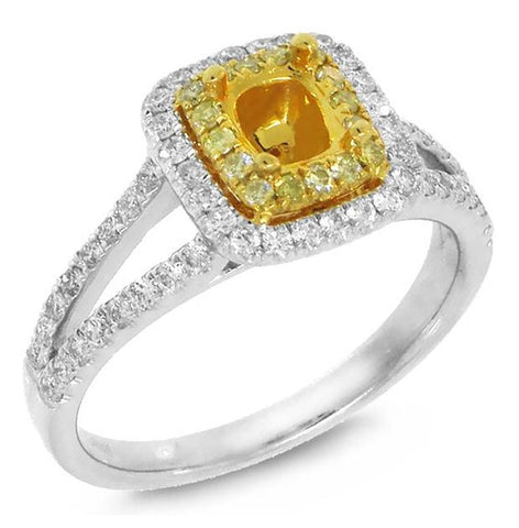 0.56 Ctw 14k Two-tone Gold Diamond Semi-mount Ring