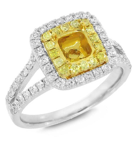 0.68 Ctw 14k Two-tone Gold Diamond Semi-mount Ring