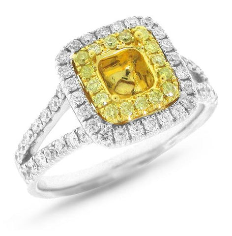 0.69 Ctw 14k Two-tone Gold Diamond Semi-mount Ring