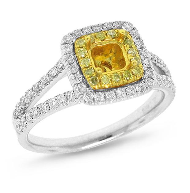 0.53 Ctw 14k Two-tone Gold Diamond Semi-mount Ring