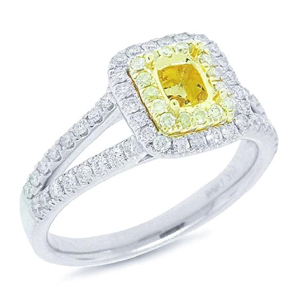 0.56 Ctw 14k Two-tone Gold Diamond Semi-mount Ring