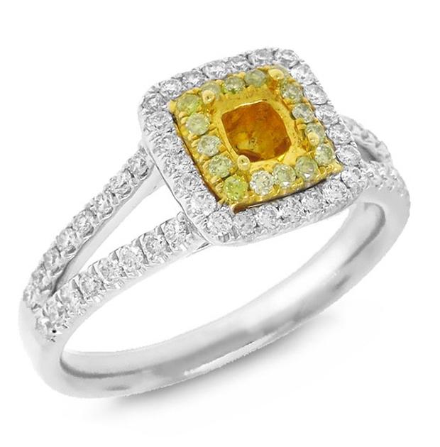 0.58 Ctw 14k Two-tone Gold Diamond Semi-mount Ring