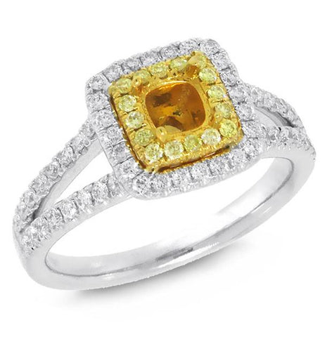 0.57 Ctw 14k Two-tone Gold Diamond Semi-mount Ring