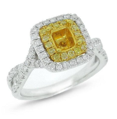 0.66 Ctw 14k Two-tone Gold Diamond Semi-mount Ring