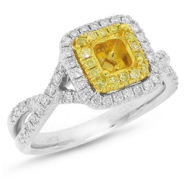 0.52 Ctw 14k Two-tone Gold Diamond Semi-mount Ring