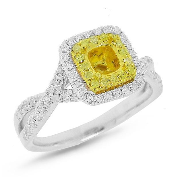 0.51 Ctw 14k Two-tone Gold Diamond Semi-mount Ring