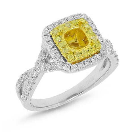 0.61 Ctw 14k Two-tone Gold Diamond Semi-mount Ring