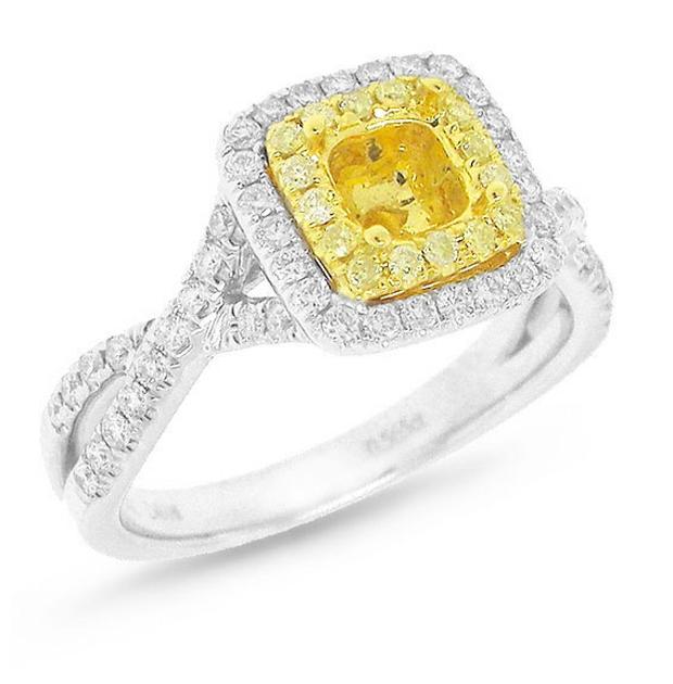 0.56 Ctw 14k Two-tone Gold Diamond Semi-mount Ring