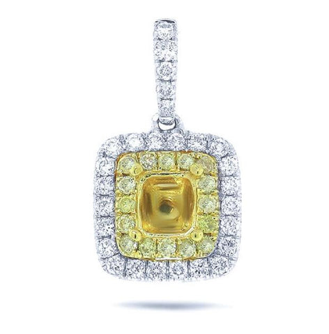 0.36 Ctw 14k Two-tone Gold Diamond Semi-mount Pendant Necklace With 18 Inch Chain