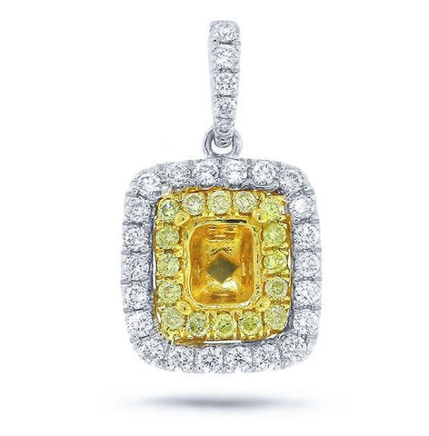 0.36 Ctw 14k Two-tone Gold Diamond Semi-mount Pendant Necklace With 18 Inch Chain