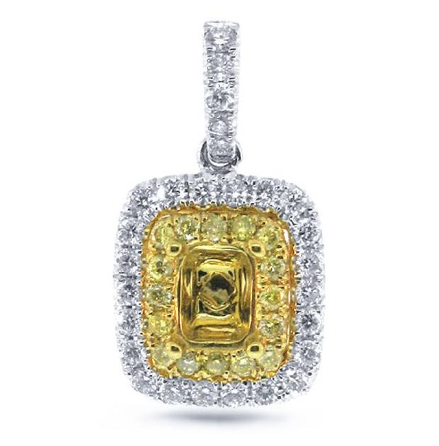 0.45 Ctw 14k Two-tone Gold Diamond Semi-mount Pendant Necklace With 18 Inch Chain