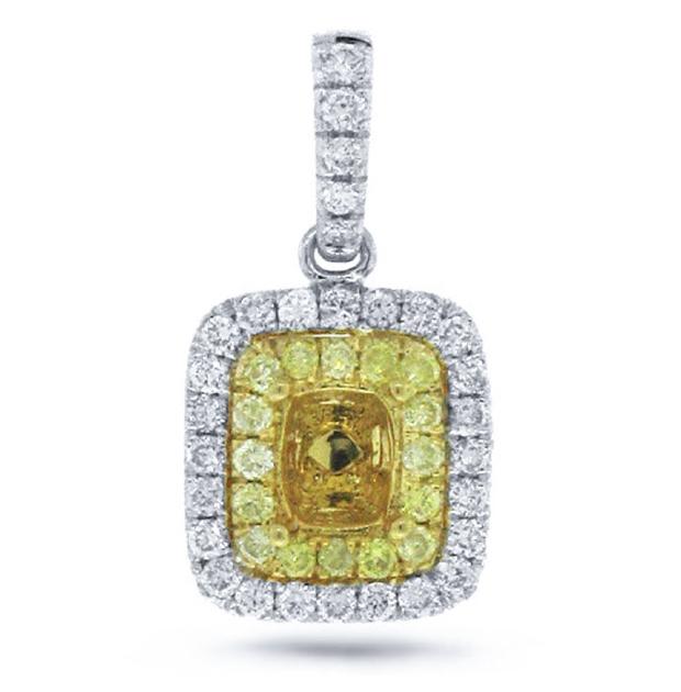 0.49 Ctw 14k Two-tone Gold Diamond Semi-mount Pendant Necklace With 18 Inch Chain