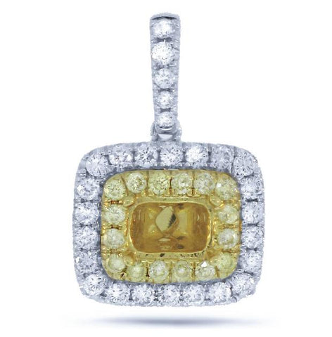 0.54 Ctw 14k Two-tone Gold Diamond Semi-mount Pendant Necklace With 18 Inch Chain