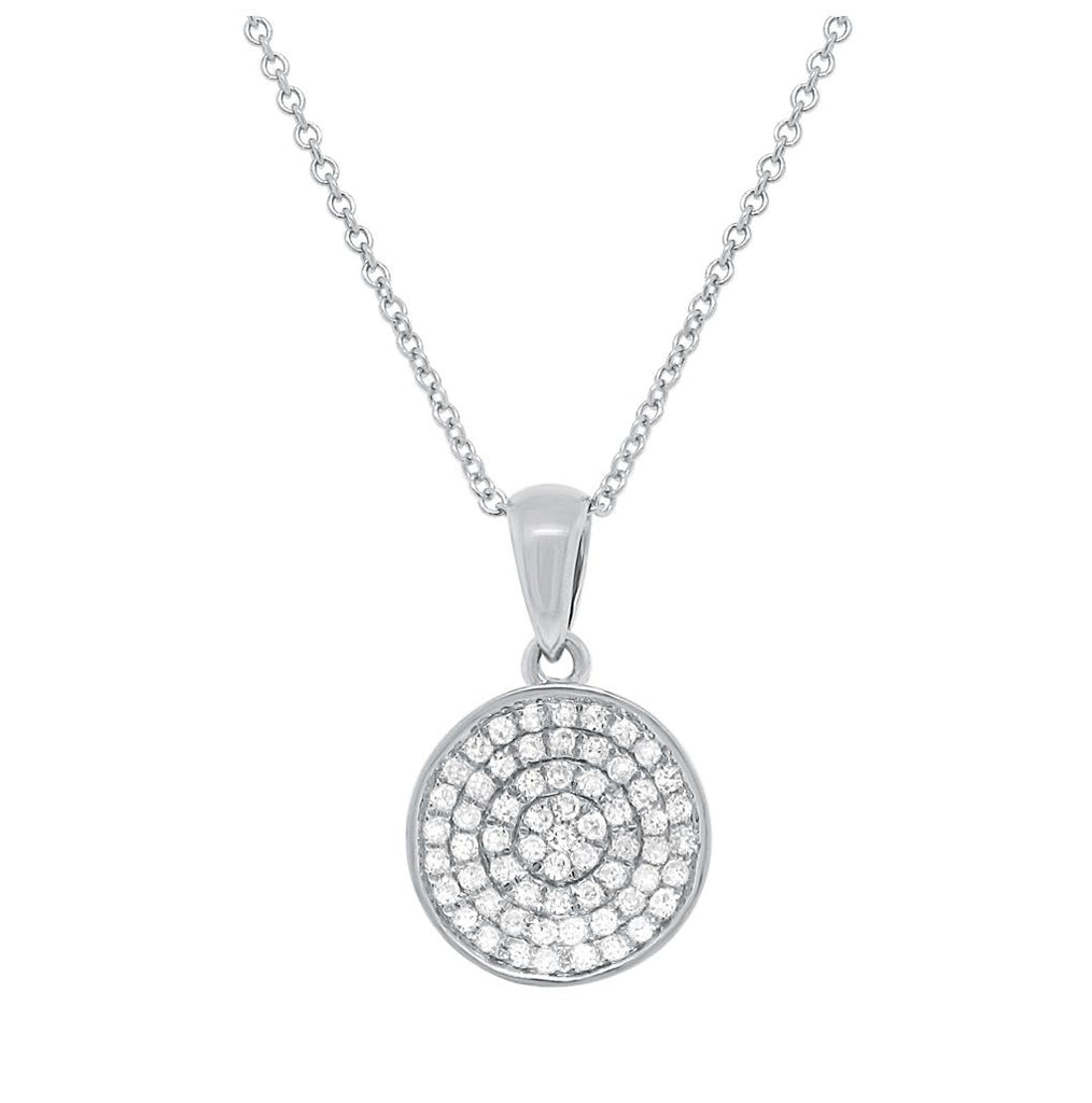 0.17 Ctw 14k White Gold Diamond Pave Pendant Necklace With 18 Inch Chain