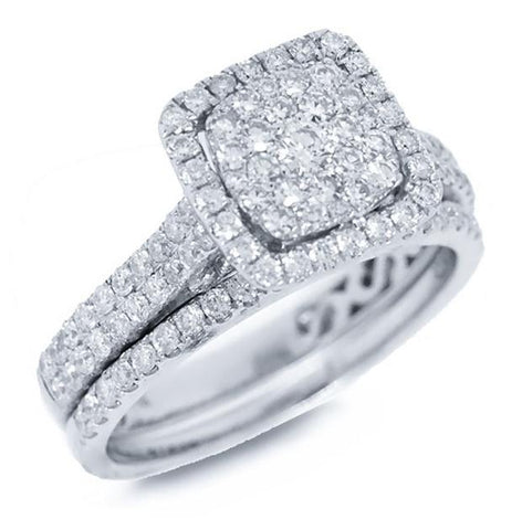 1.00 Ctw 14k White Gold Diamond Wedding Set Pave