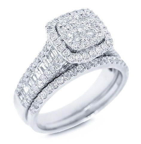 1.30 Ctw 14k White Gold Diamond Wedding Set Pave