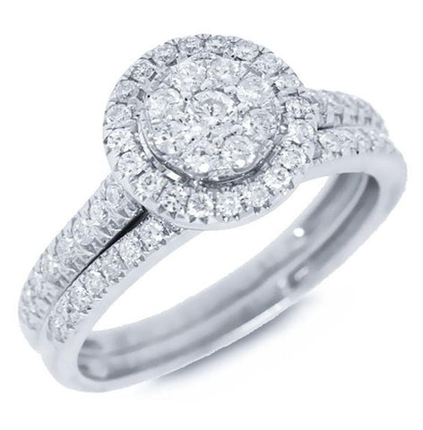 0.76 Ctw 14k White Gold Diamond Wedding Set Pave