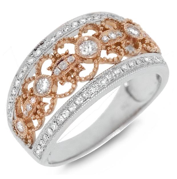 0.50 Ctw 18k Two-tone Rose Gold Diamond Womens Ring