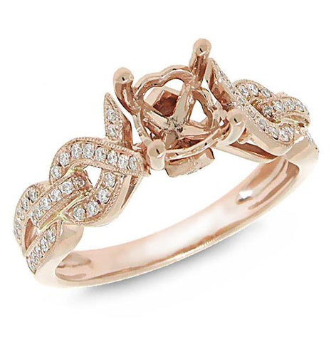 0.20 Ctw 14k Rose Gold Diamond Semi-mount Ring