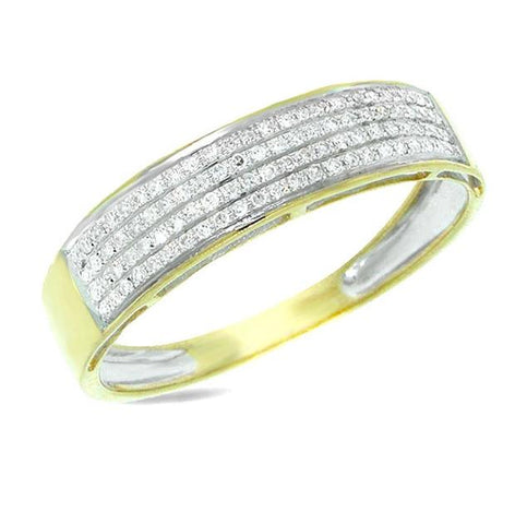 0.22 Ctw 14k Yellow Gold Diamond Pave Mens Band