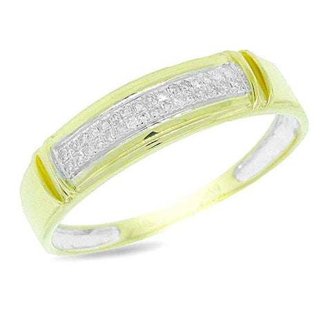 0.10 Ctw 14k Yellow Gold Diamond Pave Mens Band