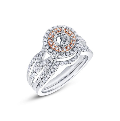 0.76 Ctw 14k Two-tone Rose Gold Diamond Semi-mount Ring 2-pc