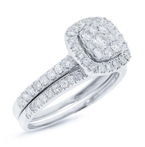 0.79 Ctw 14k White Gold Diamond Wedding Set