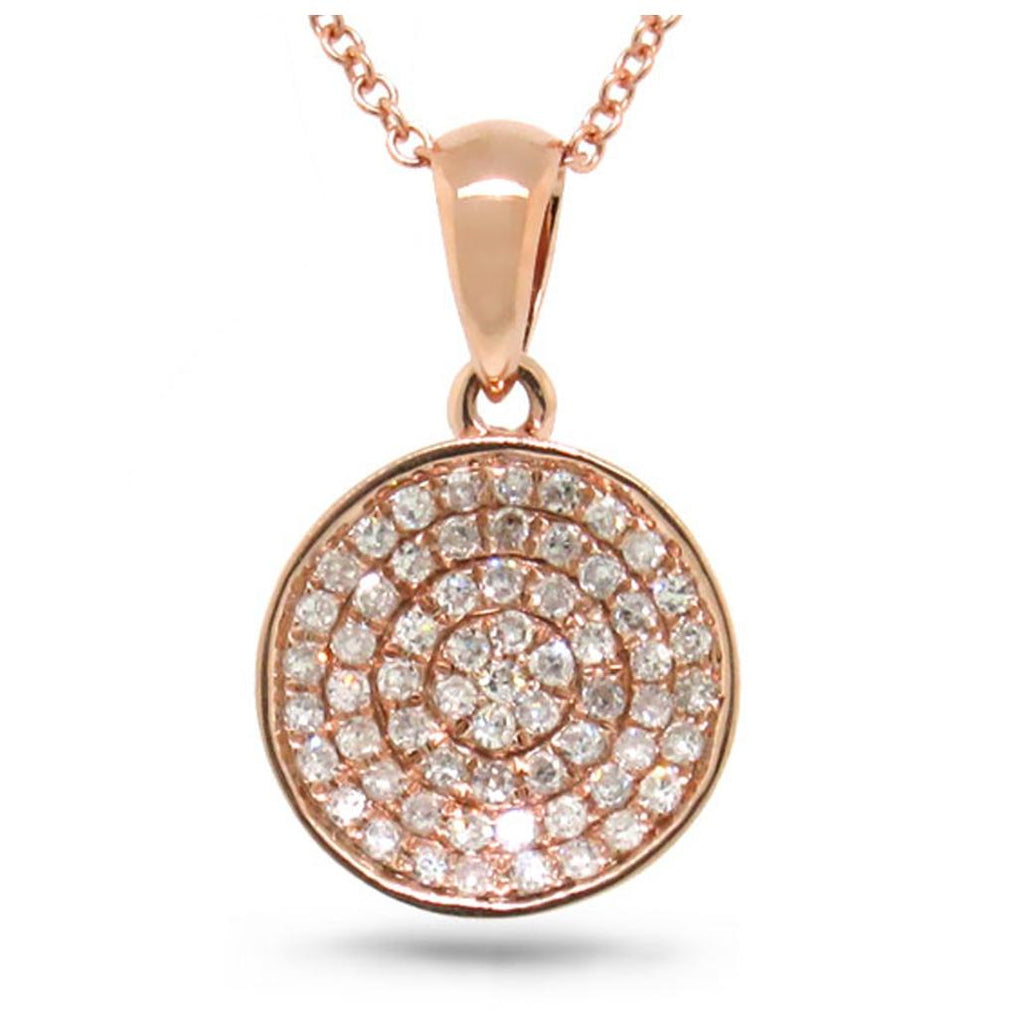 0.17 Ctw 18k Rose Gold Diamond Pave Pendant Necklace With 18 Inch Chain